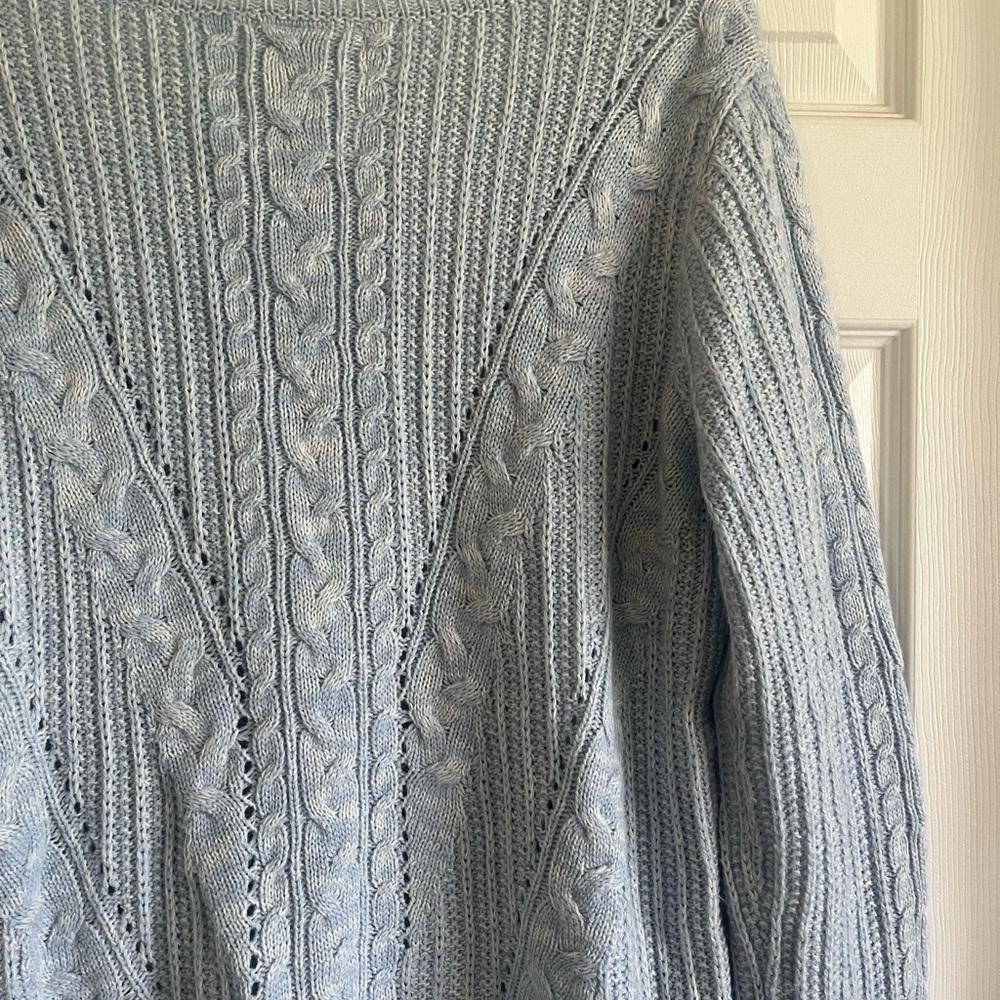 SO Perfect Women's Soft Blue Cable Knit Sweater - Picture 8 of 9